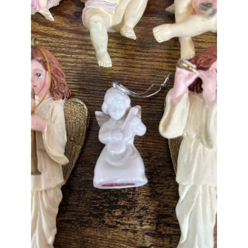 Vintage Angel Christmas Tree Ornaments Cherubs Lot Of 9 Holiday Decor Mixed Set